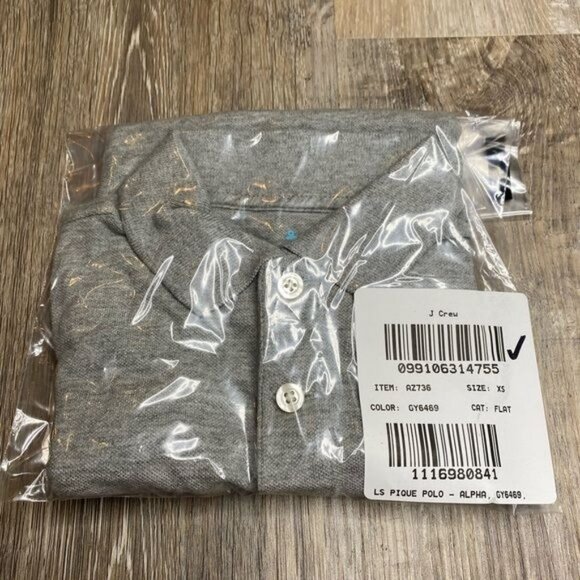 J Crew Boys' long-sleeve piqué polo shirt AZ736 XS - Picture 2 of 2